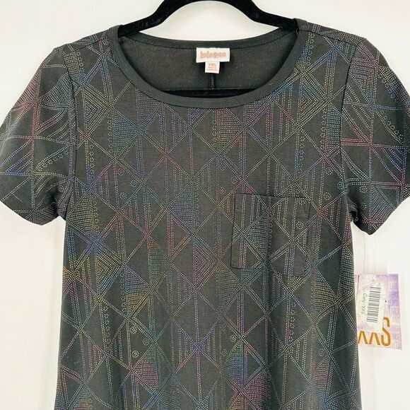 NWT Lularoe Black & Embellished Rainbow Color Carlie Dress XXS holographic - Picture 3 of 12